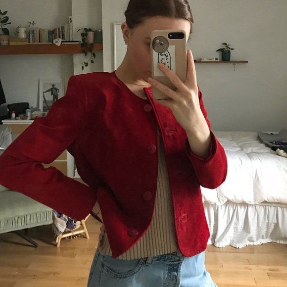 Vintage Danier Red Suede Jacket - Picture 2 of 9